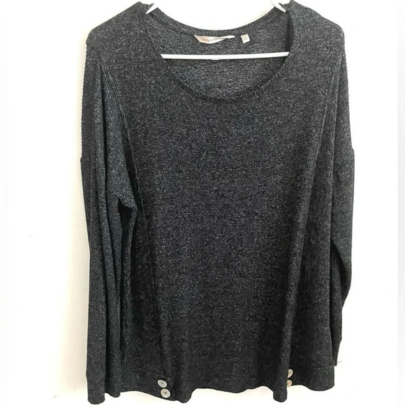 Soft Surroundings Heather Gray Scoop Neck Button Detail sweater XL - Picture 1 of 5